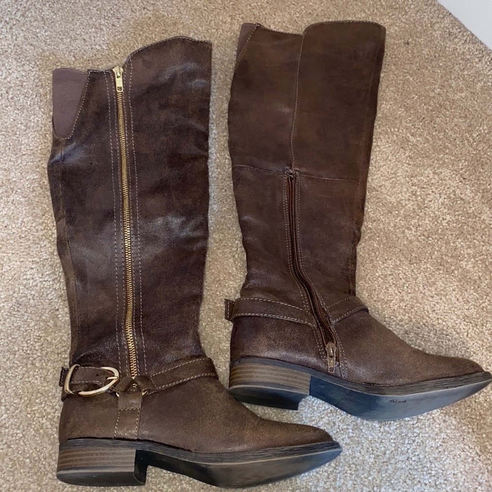 Brown suede boots